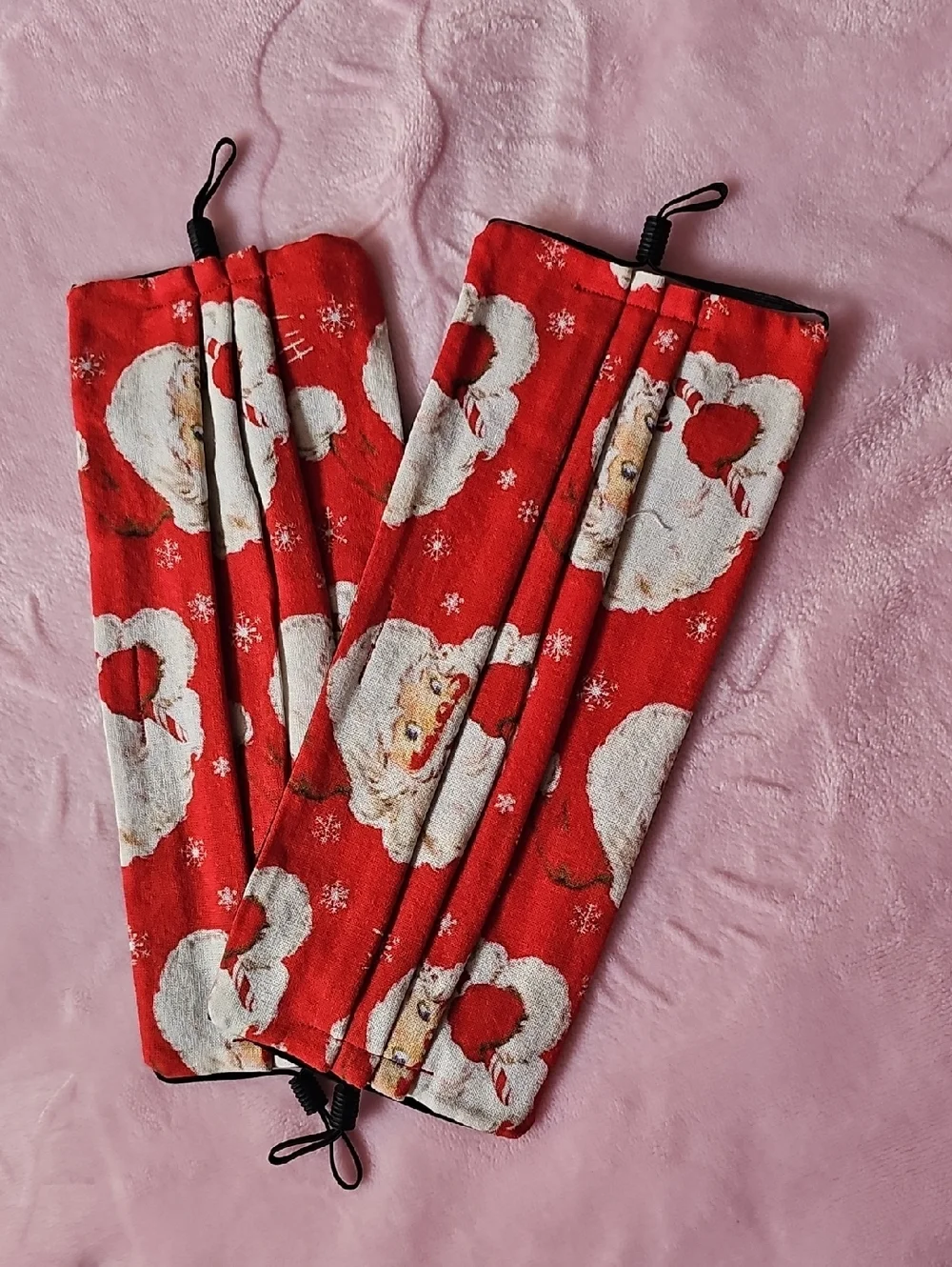 Red Santa Print Holiday Face Masks (Set of 2)